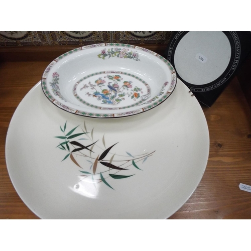 1247 - Wedgwood dish, rutani crane pattern plus Large Royal Doulton Charger in the Bamboo pattern, one othe... 