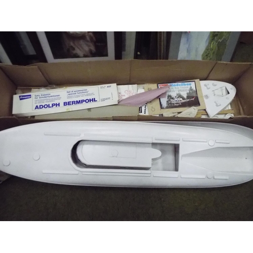 11 - Boxed scale model of a seaboat  'Adolph Bermphol' Believed to be complete with tatty box. 48 inches ... 