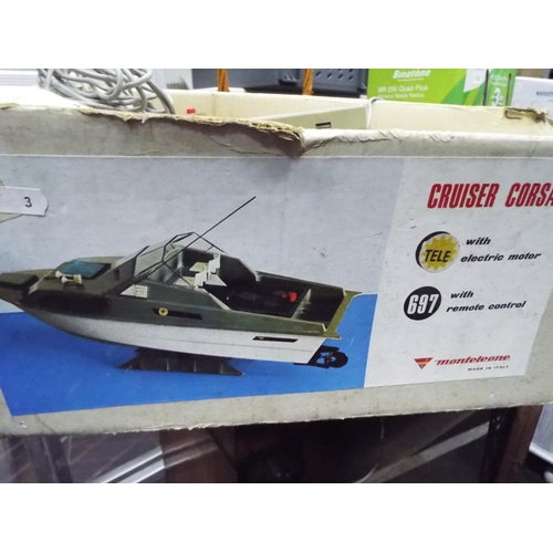 3 - Monte Leone police river cruiser with remote. With original box . Working ondition unknown. 18 inche... 