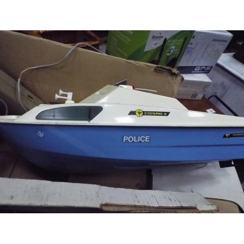 3 - Monte Leone police river cruiser with remote. With original box . Working ondition unknown. 18 inche... 
