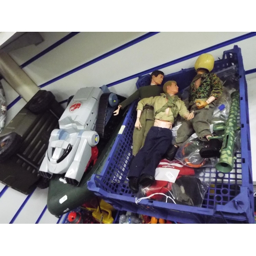 45 - Action men, outfits and vehicles.