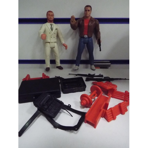 54 - Two plastic last action hero film figures plus weapons