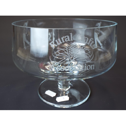 5 - Crystal footed bowl created as a golfing trophy. Decorated with etched glass golfers and sponsors na... 