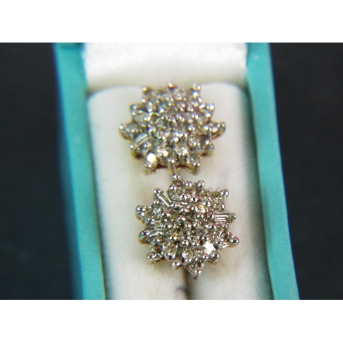 74 - Pair of 9ct Gold Diamond cluster ear studs with 9ct gold butterfly fasteners complete with box.