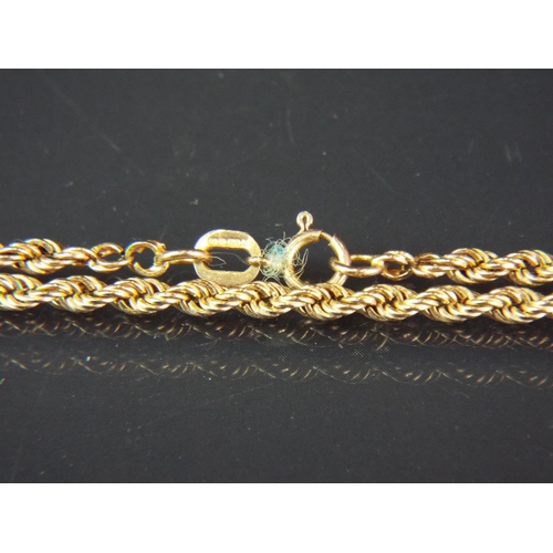 90 - 9ct Yellow Gold 18 inch Twist Rope necklace.  2.9g