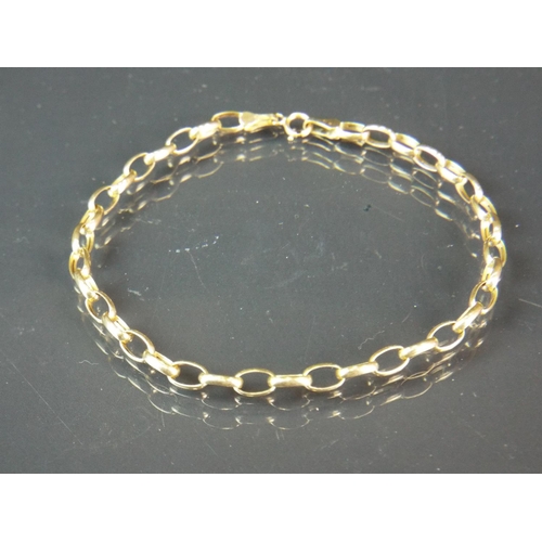 92 - 9ct Yellow gold large belcher link 7 inch bracelet.  1.2g