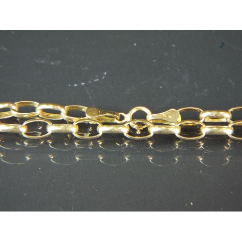 92 - 9ct Yellow gold large belcher link 7 inch bracelet.  1.2g