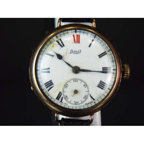 95 - Vintage Limit Swiss watch. Gold plated Dennison case. Enamel face with slight damage to the 10 O'clo... 