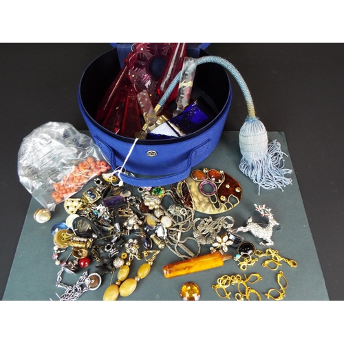 98 - Selection of good quality costume jewellery plus some cranberry glass lustres etc.