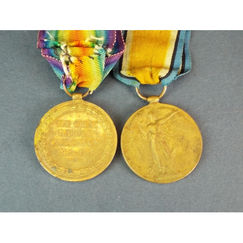 111 - Two WW1 Victory medals, one awarded to Pte A. E. Cox,  AVC, plus Cpl Newton, Lincs Reg