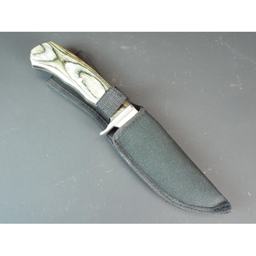 116 - As new hunters knife with Stainless steel blade and nylon scabbard. As new condition.