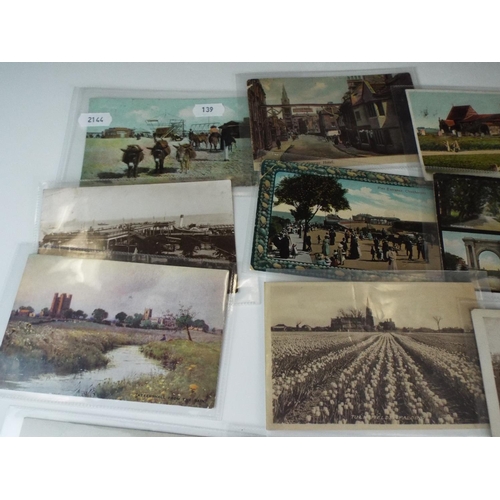 139 - 21 Vintage postcards, Monochrome and colour, some local interest.