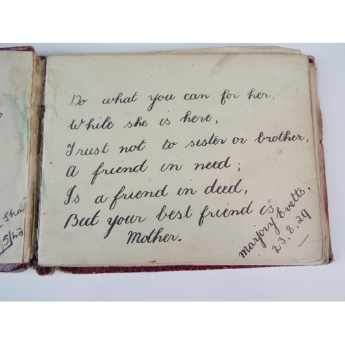 143 - Small 1920's Autograph/sketch book containing hand written poems.