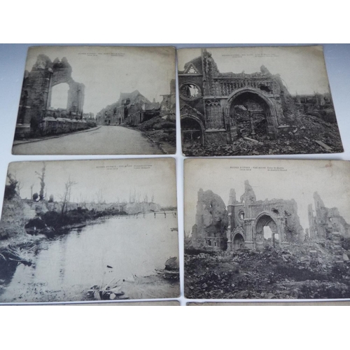 147 - Seven Large WW1 Print Postcards showing war damage. Each measuring 5.5 x 7 inches.