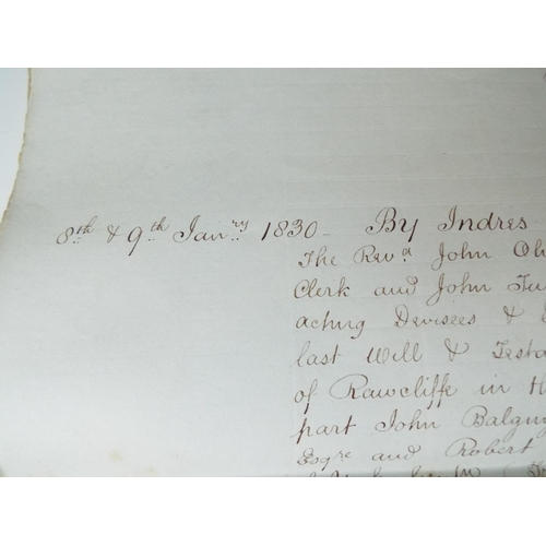 152 - 49 page hand written legal property document dated 9th January 1830 for a Mrs Marris of Barnetby.