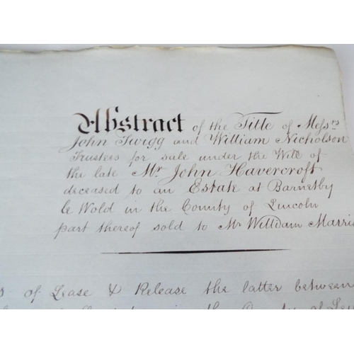 152 - 49 page hand written legal property document dated 9th January 1830 for a Mrs Marris of Barnetby.