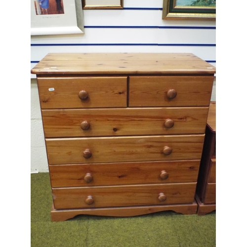 194 - Solid heavy pine chest of four drawers with two drawers over. H:35 X W:34 X D:18 inches .