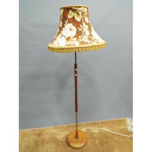 211 - 1970's Retro standard lamp with fancy floral shade. Working order.