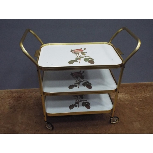 212 - Retro three tier hostess trolley in good order.