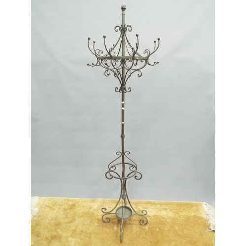 224 - Lovely Metal hallway stand Hat/Coat/Stick stand.  75 inches tall in excellent order