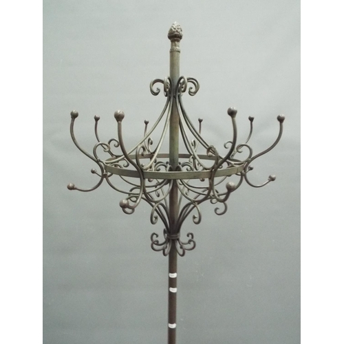 224 - Lovely Metal hallway stand Hat/Coat/Stick stand.  75 inches tall in excellent order