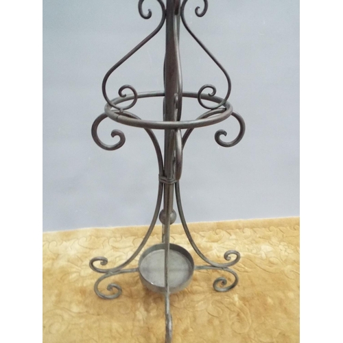 224 - Lovely Metal hallway stand Hat/Coat/Stick stand.  75 inches tall in excellent order