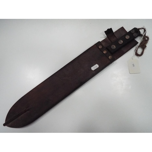 112 - WW2 British military issue Machette. Blade arrowmarked and made by Kitchen of Sheffield. Leather sca... 