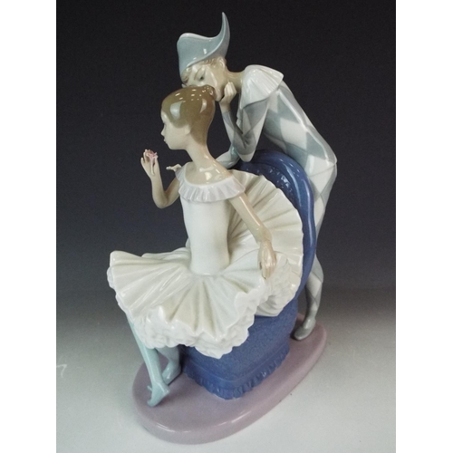 232 - Nao Ballerina with Harlequin. 'A Dream come true' #384.   The figurine is 12 tall x 8 long x 5 wi... 