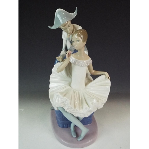 232 - Nao Ballerina with Harlequin. 'A Dream come true' #384.   The figurine is 12 tall x 8 long x 5 wi... 