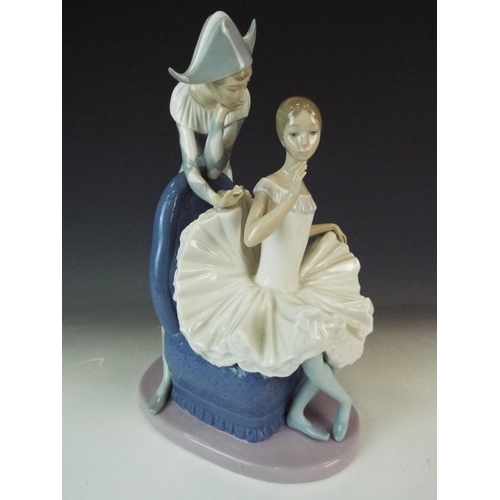 232 - Nao Ballerina with Harlequin. 'A Dream come true' #384.   The figurine is 12 tall x 8 long x 5 wi... 