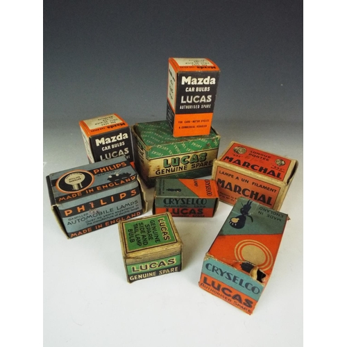 343 - Eight vintage motoring car bulbs in original boxes.