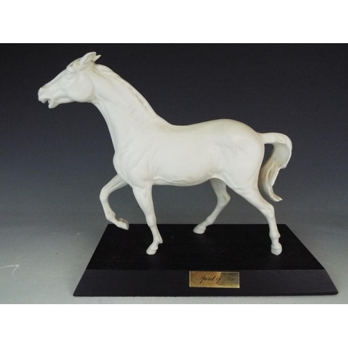 351 - Royal Doulton Spirit of Fire, Bisque porcelain on ebonised plinth.