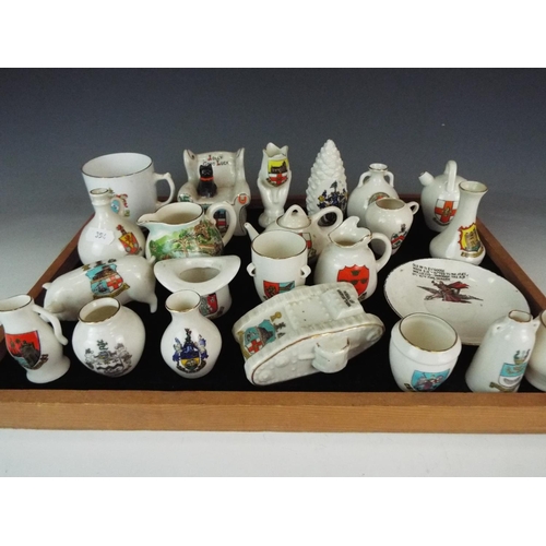 354 - Selection of mostly Goss Crested ware, many local interest to include a WW1 Tank with Barton upon Hu... 