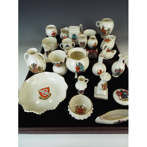 357 - Selection of mostly Goss Crested ware, many local interest to include a Goss model of Shakespear's c... 