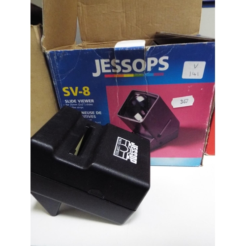 367 - Jessops SV8 Battery operated slide viewer in original box plus one other.