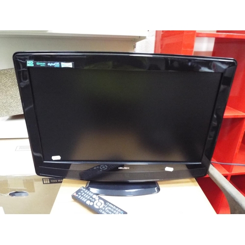 589 - Bush 21 inch flat screen colour TV with scart lead and remote.