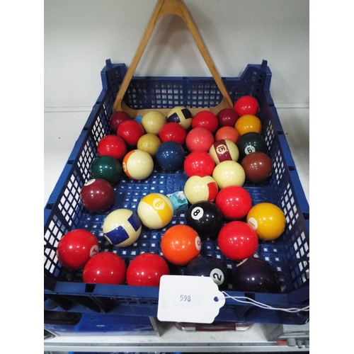 598 - Selection of pool balls with triangle