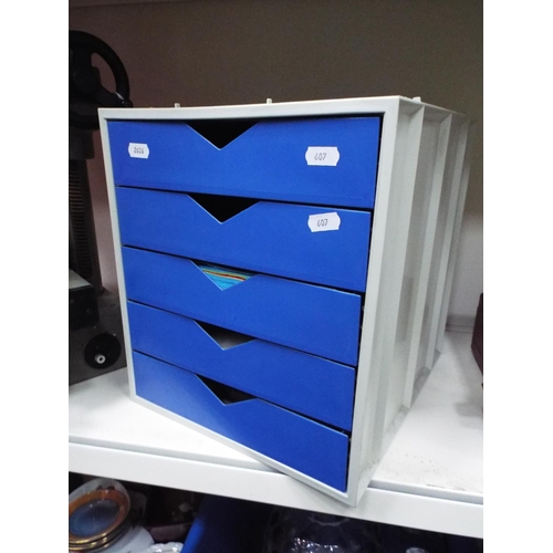 607 - A4 paper storage drawers in hard plastic