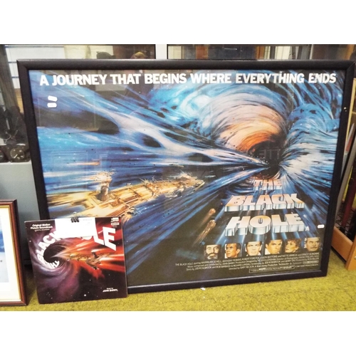 659 - Framed film poster under glass 'The Black Hole' along with a soundtrack Vinyl LP of the same