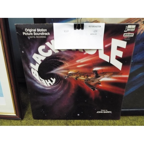 659 - Framed film poster under glass 'The Black Hole' along with a soundtrack Vinyl LP of the same