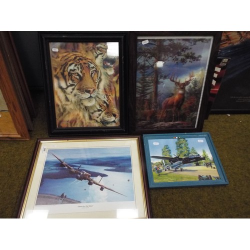 660 - Two lovely 3D animal prints, Dambuster print plus WW2 framed print