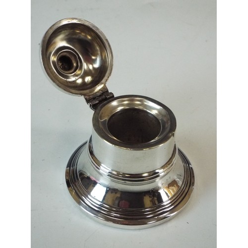 280A - Lovely silver capstain desk inkwell, rubbed hallmarked but visable for Birmingham 1870, no glass or ... 