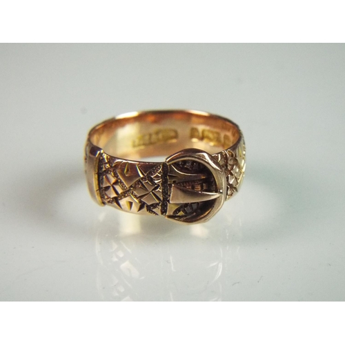 104 - Antique yellow 9ct Gold Belt buckle ring.  Nicely hallmarked for Birmingham 1887.  Isaac Silverstone... 