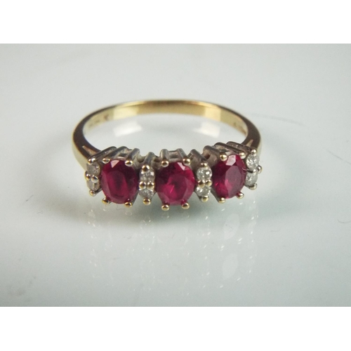 115 - 9ct Ruby and Diamond set ring  'R-5'  2.9g