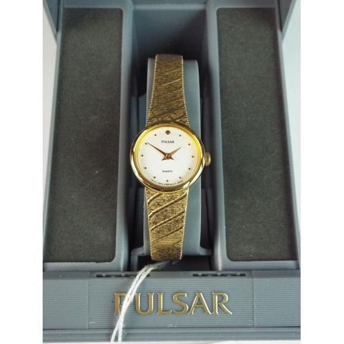 161 - Pulsar ladies quartz watch with original box, require battery.