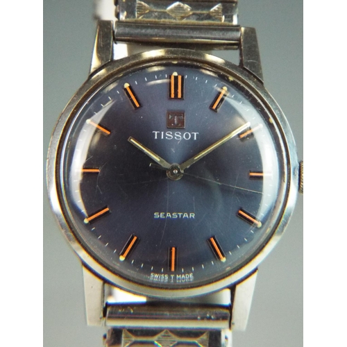 162 - Tissot Seastar with blue face. Running order, expanding metal strap. Pretty watch