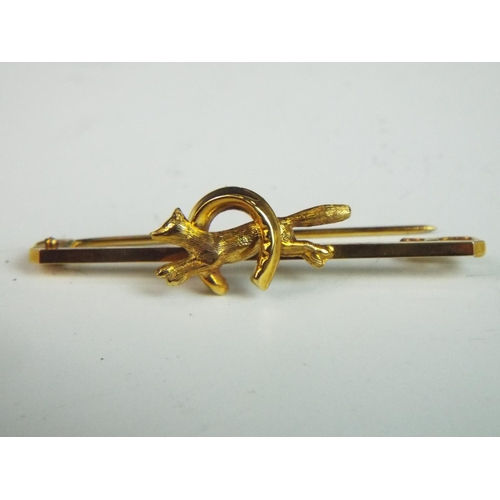 166 - 9ct fox hunters tie pin.   2.1g