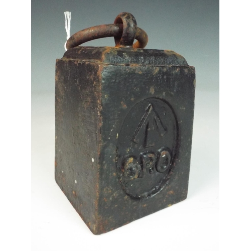 32 - Arrowmarked heavy 8 pound weight.  Stamped for GPO, weighs exactly 8lbs possibly 1940's era