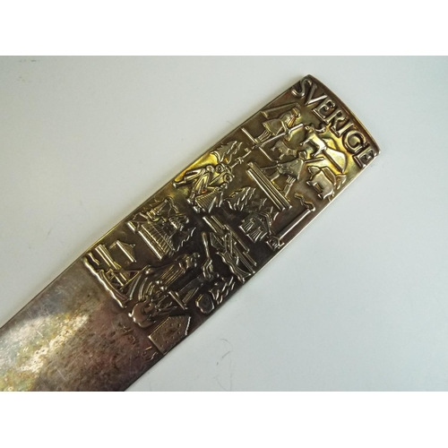 194 - Swedish Sverige letter opener 8.5 inches long with decoration to handle.