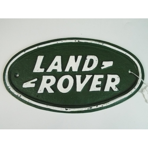 277 - Modern reproduction cast iron Land Rover plaque 10 x 5.5 inches